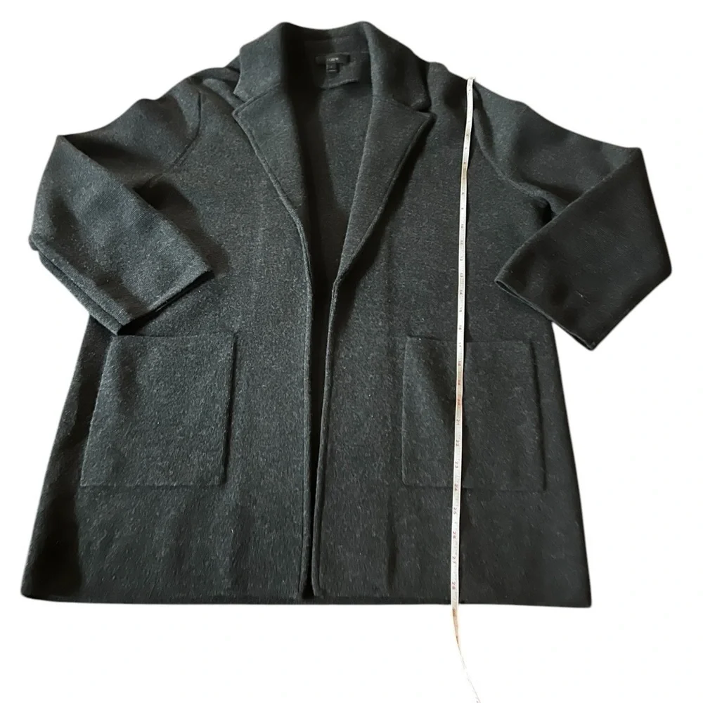 J. CREW WOMEN’S GRAY MERINO WOOL OPEN CARDIGAN SWEATER SIZE LARGE